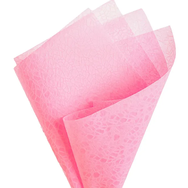 Nonwoven Embossed Wrap Sheets Bark Pink (50x70cm) Pack 50