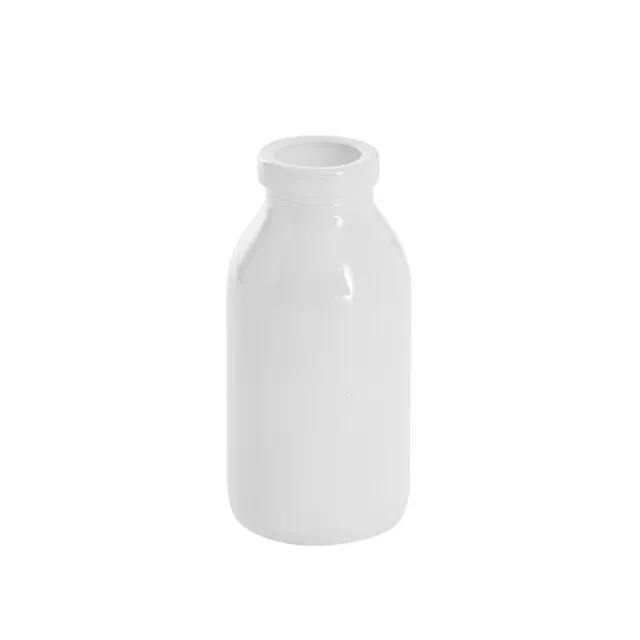 Glass Classic Milk Bottle Solid Glossy White (5x10cmH)