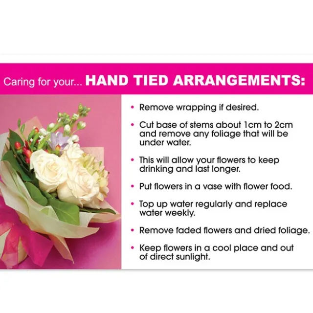 Cards Flower Care Hand Tied Arrangements (10x6.5cmH) Pack 50
