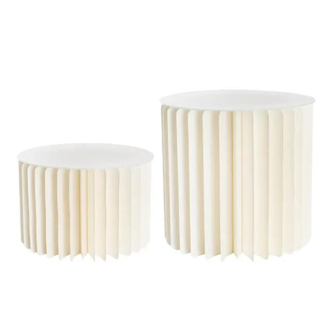 Foldable Paper Round Riser Set2 Buttercream (30x20cmH&30cmH)