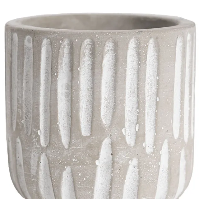 Cement A Linear Textured Cylinder Pot Grey (8x8x8cmH)