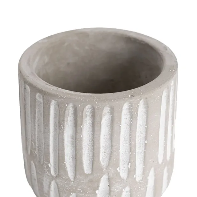 Cement A Linear Textured Cylinder Pot Grey (8x8x8cmH)