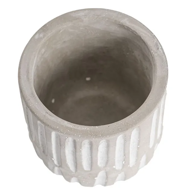 Cement A Linear Textured Cylinder Pot Grey (8x8x8cmH)