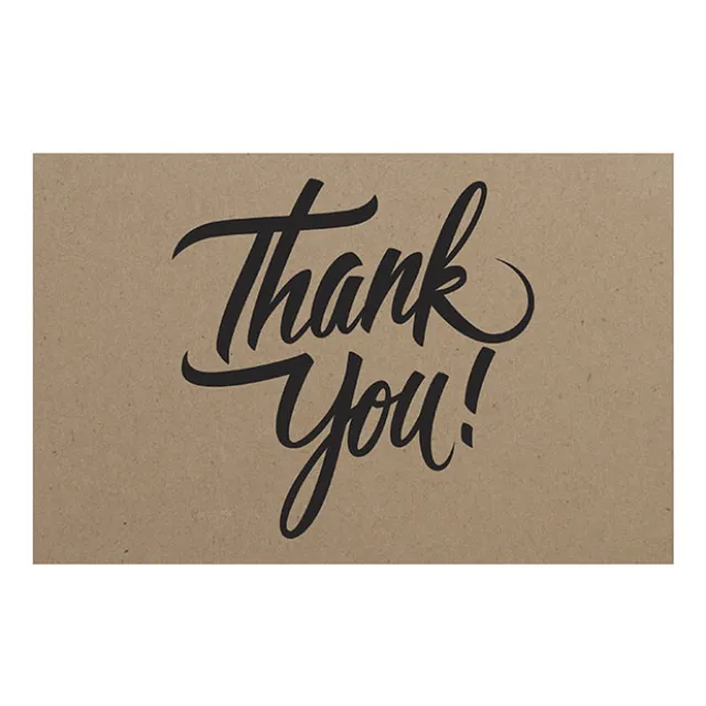 Cards Brown Kraft Thank You Plain (10x6.5cmH) Pk 50