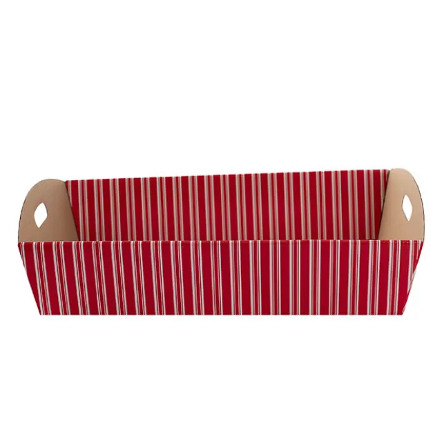 Hamper Tray Flat Pack Large Stripes Red Pack 2 (45x30x9cmH)