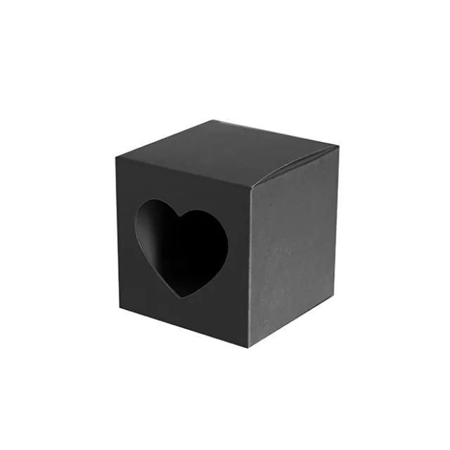 Bomboniere Chocolate Heart Box Black Pack 20 (70x70x70mmH)