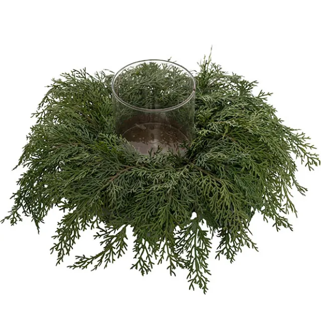 Cedar Pine Single Pillar Candle Holder Green (40x14cmH)