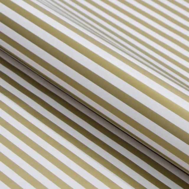 Wrapping Paper Roll Thin Stripe Gloss Gold White (50cmx50m)