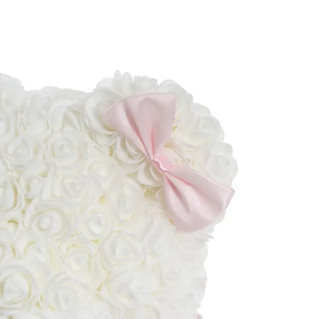 Amore Rose Bear Large w White Bow Gradation Pink (35cmH)