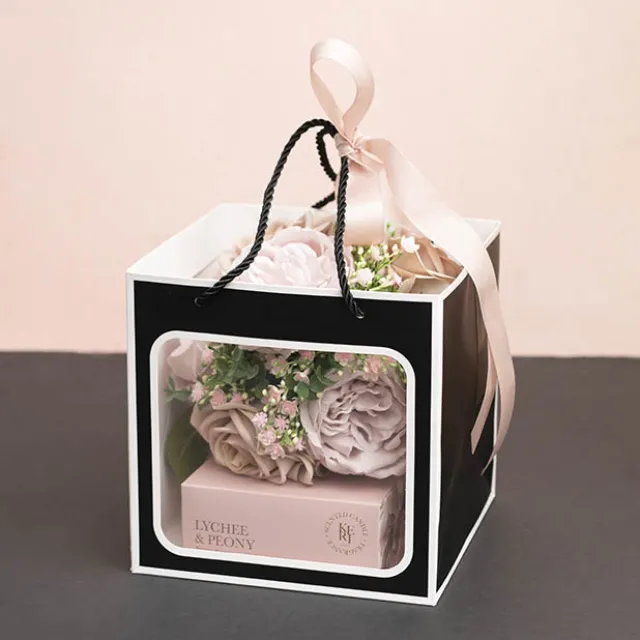 Window Posy Gift Bag Silhouette Black Pack 5 (20x20x20cmH)