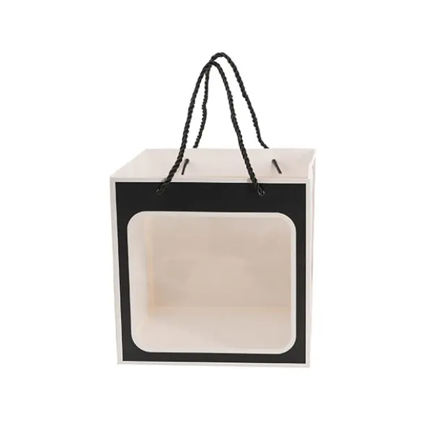 Window Posy Gift Bag Silhouette Black Pack 5 (20x20x20cmH)