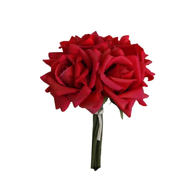 Siena Real Touch Rose Bouquet x 5 Heads Red (26cmH)