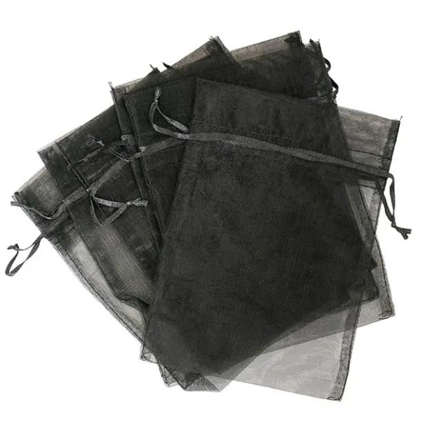 Organza Gift Bomboniere Bag Medium Black Pk 10 (12.5x17cmH)