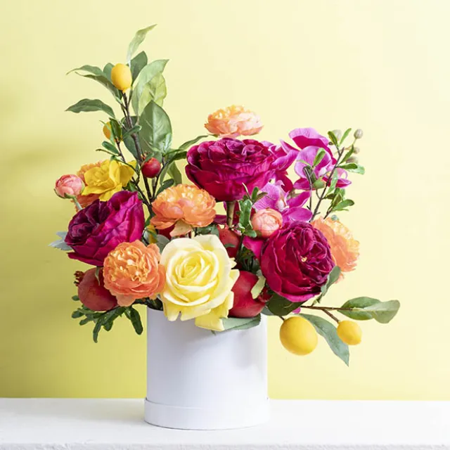 Flower Gift Hat Box Round White (15cmWx13.5cmH)