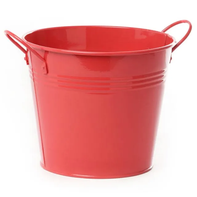 Tin Pot Large side Handles Red (18Dx15cmH)