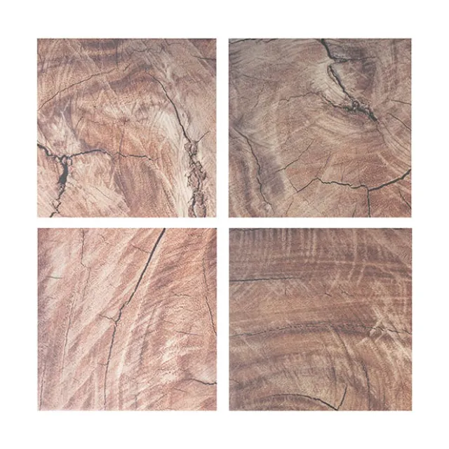 Square Ceramic Coaster Wood Pack 4 Brown (10x10x3.4cm)