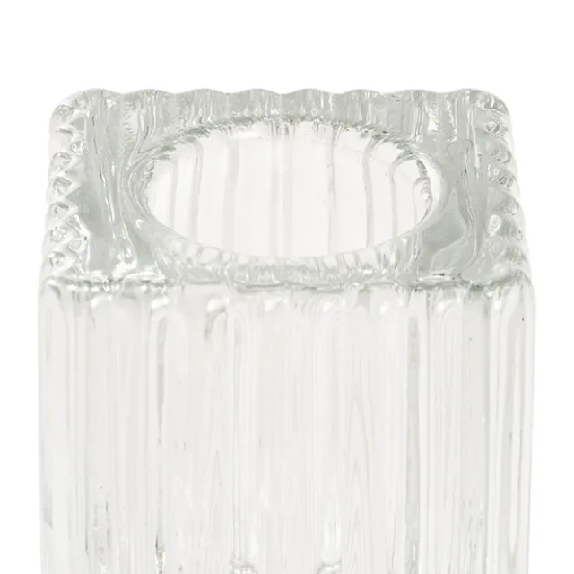 Glass Craft Ripple Dinner Taper Candle Holder Clear (4x6cmH)