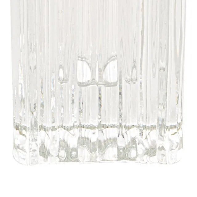 Glass Craft Ripple Dinner Taper Candle Holder Clear (4x6cmH)
