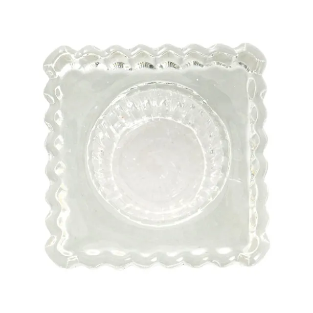 Glass Craft Ripple Dinner Taper Candle Holder Clear (4x6cmH)