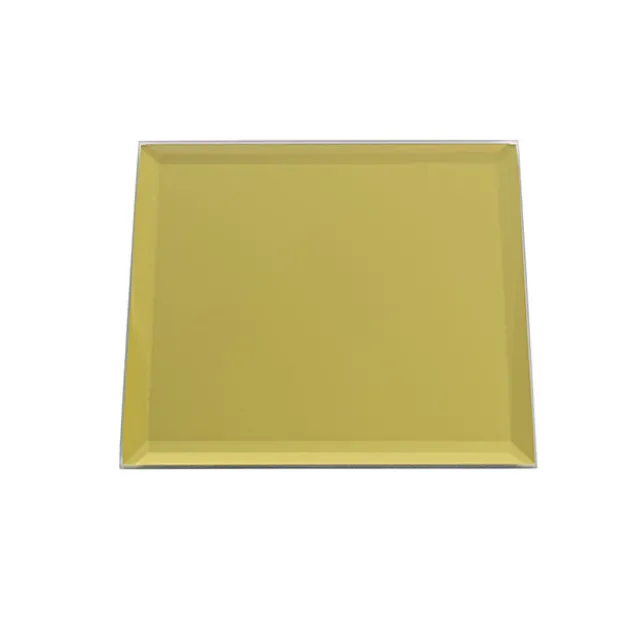 Square Mirror Glass Bevelled Plate Pack 4 Gold (10x10cmH)