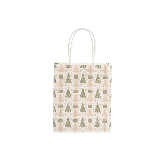 Kraft Paper Bag Mini Xmas Trees White Pk10 (140Wx75Gx165mmH)