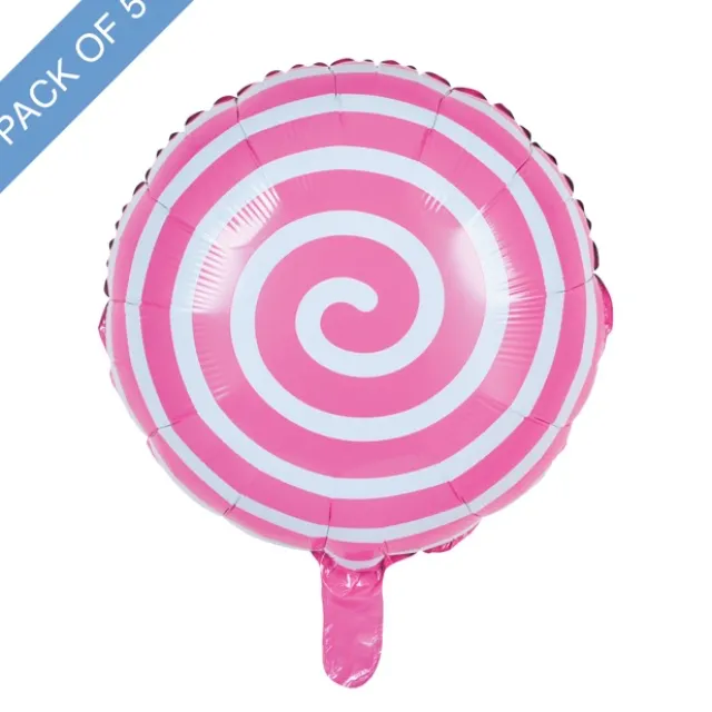 Foil Balloon 18" (45cmD) Pack 5 Round Lollipop Baby Pink