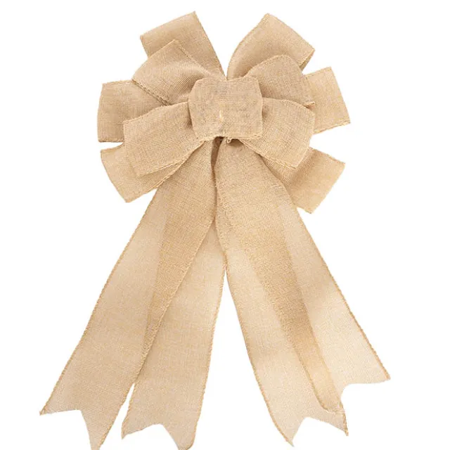 Pre-Made Bow Ribon Bow Linen 10 Loops Natural (26Wx32L)