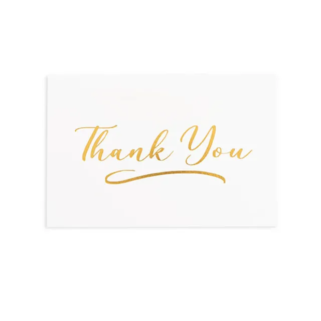 Gold Foil Card & Envelope Thank You Pack 25 (10x6.5Hcm)