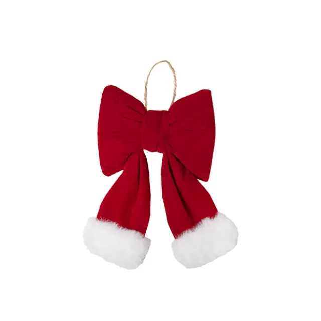 Pre-Made Bow Plush Velvet Christmas Trim Red (10Wx15cm)