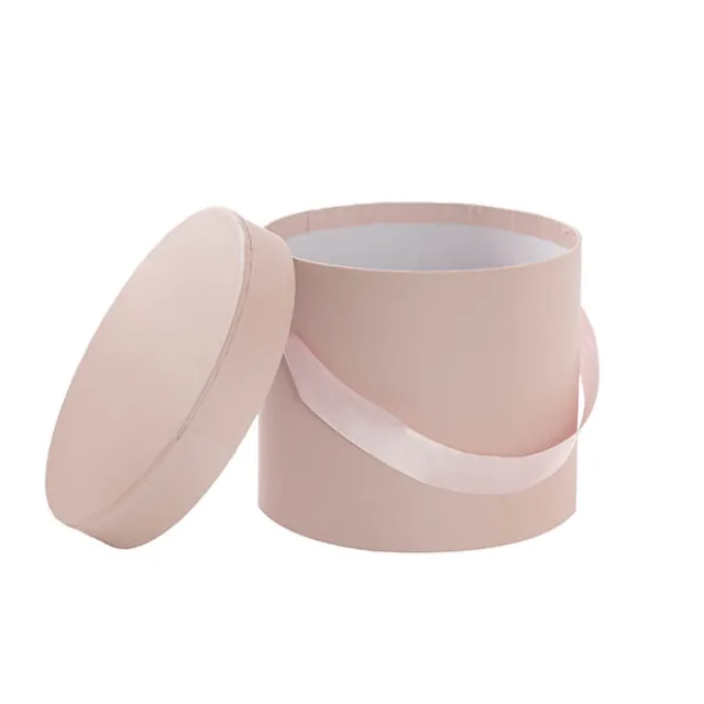 Flower Hat Box Petite Round Blush Pink Set 3 (17Dx13.5cmH)
