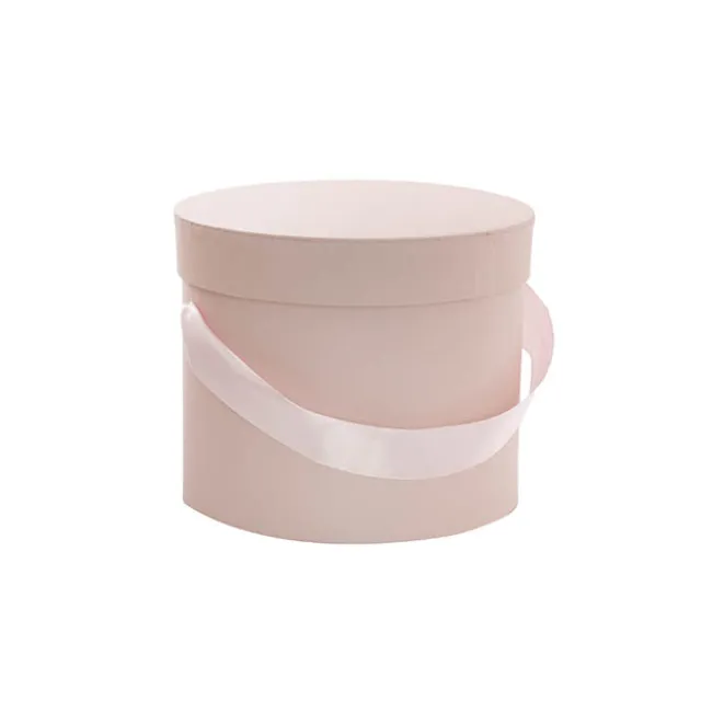 Flower Hat Box Petite Round Blush Pink Set 3 (17Dx13.5cmH)