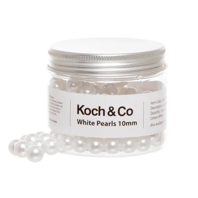 Acrylic Pearl Beads Ball White 10mm (150pc Jar)