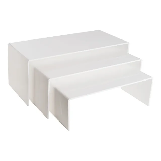 Acrylic Riser Rectangle Set 3 5mm White (20cmWx45cmLx18cmH)