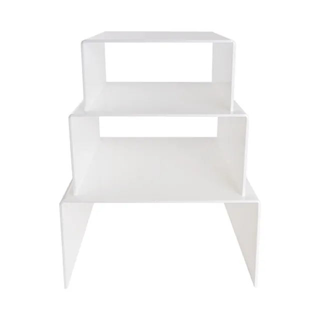 Acrylic Riser Square Set 3 5mm White (35x35cmx18cmH)