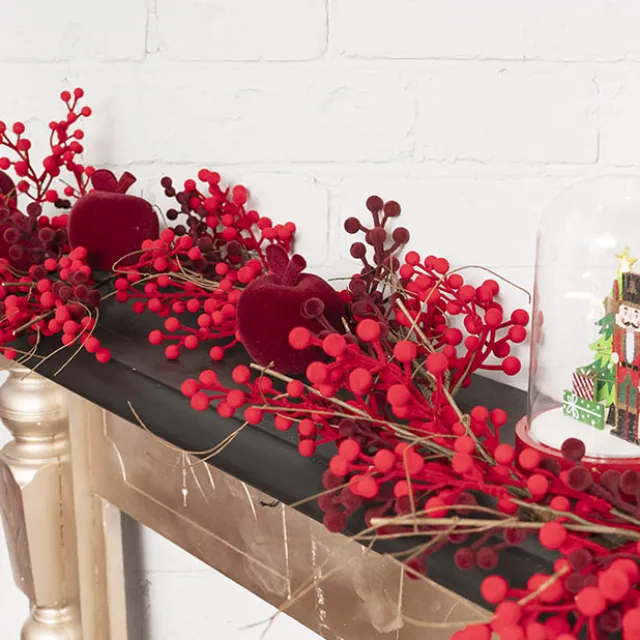 Festive Flocked Berry Garland Dark Red (150cmL)
