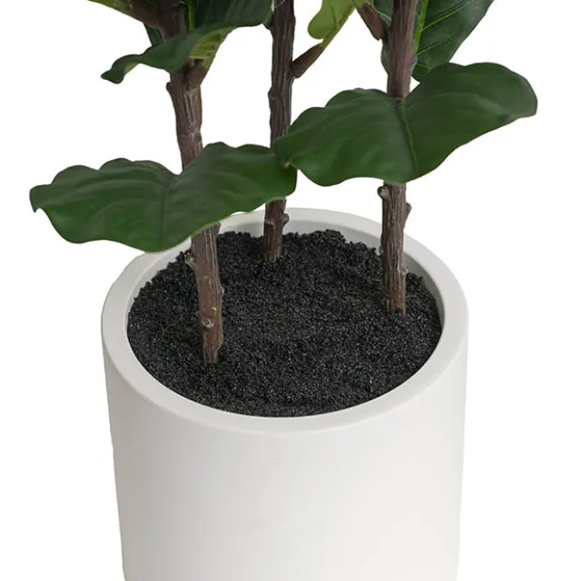 Real Touch Fiddleleaf Tree in White Pot Green (90cmH)