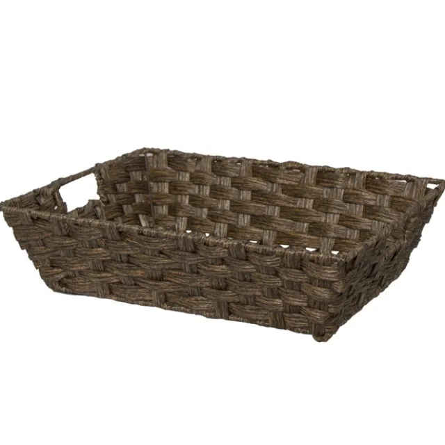 Artificial Wicker Basket Hamper Rect Dark Brown(40x30x10cmH)