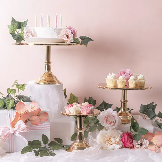 Classic Gloss Metal Cake Stand Gold (30cmDx22cmH)