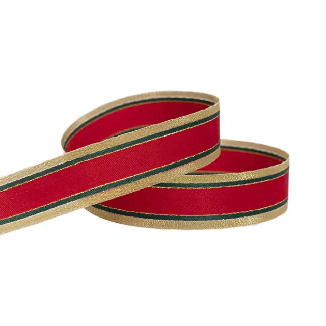 Ribbon Woven Traditional Gold Red Green (25mmx20m)