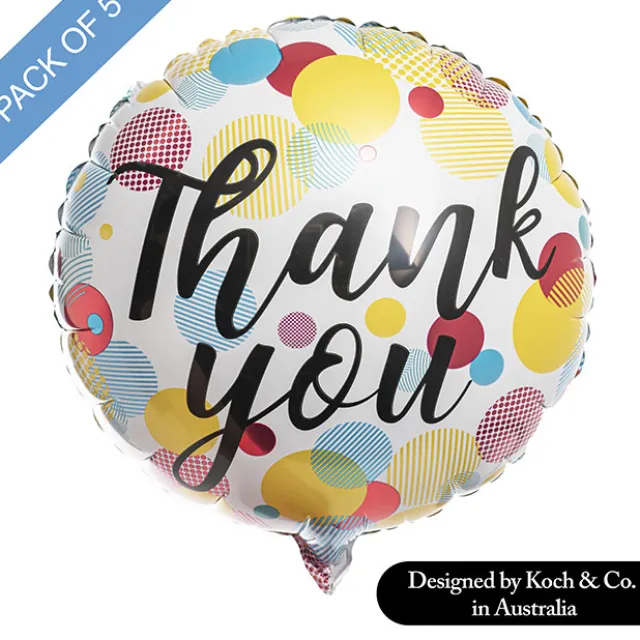 Foil Balloon 18" (45cmD) Pack 5 Round Thank you