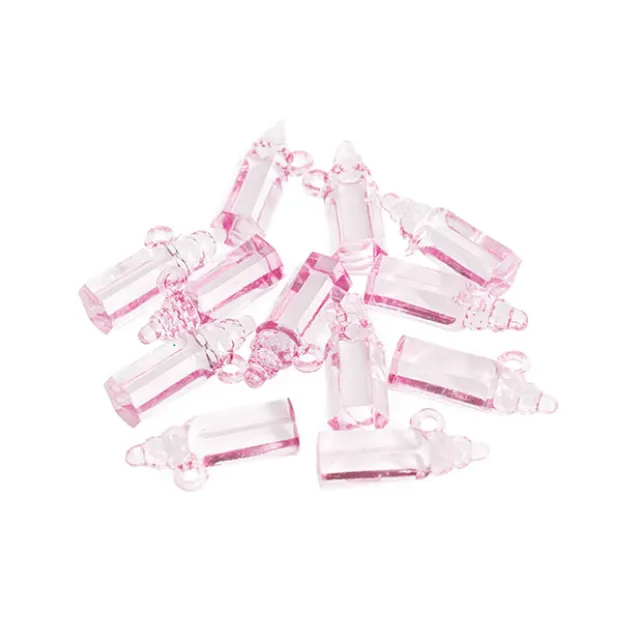 Baby Shower Acrylic Charms Bottle Pack 12 Pink (36x15mm)