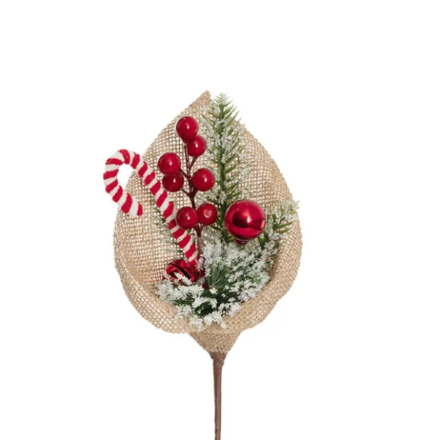 Bell Berry & Pine Burlap Pick Pack 3 Red (26cmH)