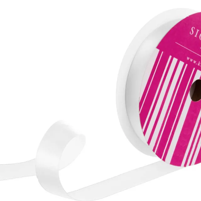 Bulk Ribbon Single Face Satin White (25mmx50m)