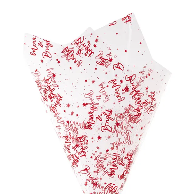 Cello Clear Merry & Bright 40mic Red (50x70cm) Pack 100