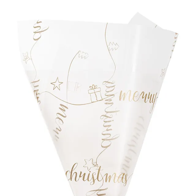 Cello Frosted Merry Christmas 40mic Gold (50x70cm) Pack 100