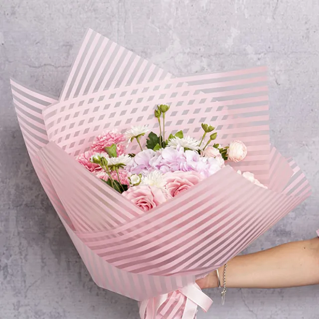 Cello Frosted Vogue Stripes 50mic Baby Pink Pk100 (60x60cm)