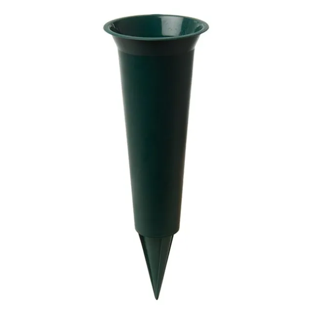 Cemetery Memorial Flower Vase with Spike Green (10Dx33cmH)