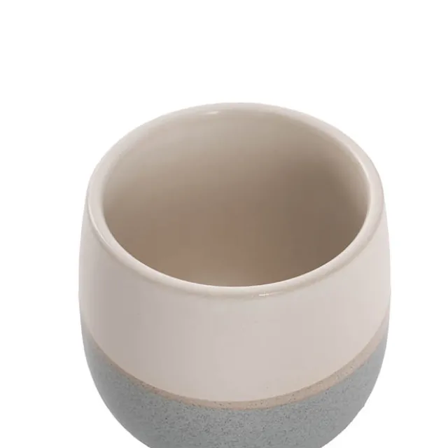 Ceramic Belly Two Tone Round Pot Dark Blue (10.5x9.5cmH)