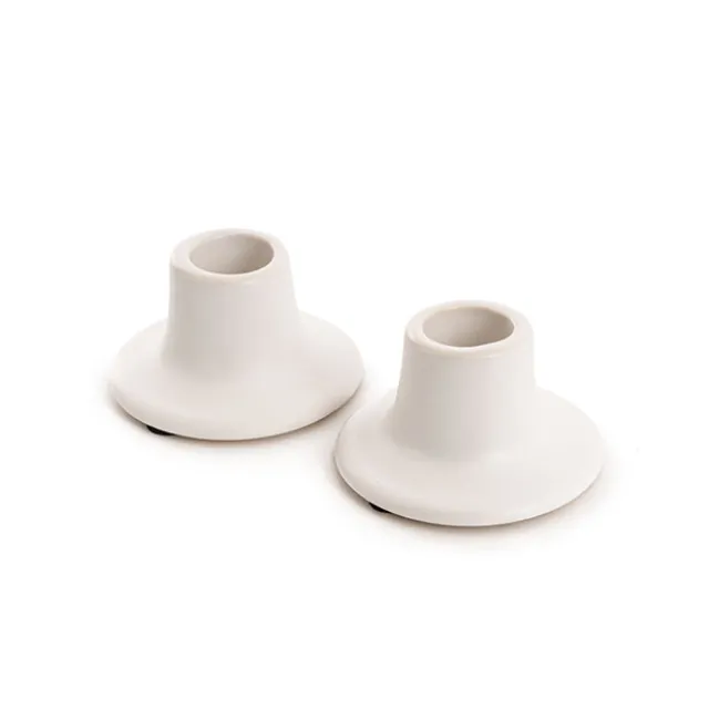 Ceramic Candle Holder Set 2 Matte White (7Dx3cmH)