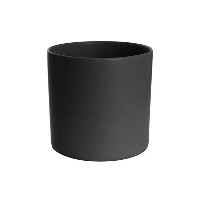 Ceramic Cylinder Dan Plant Pot Matte Black (22x22cmH)
